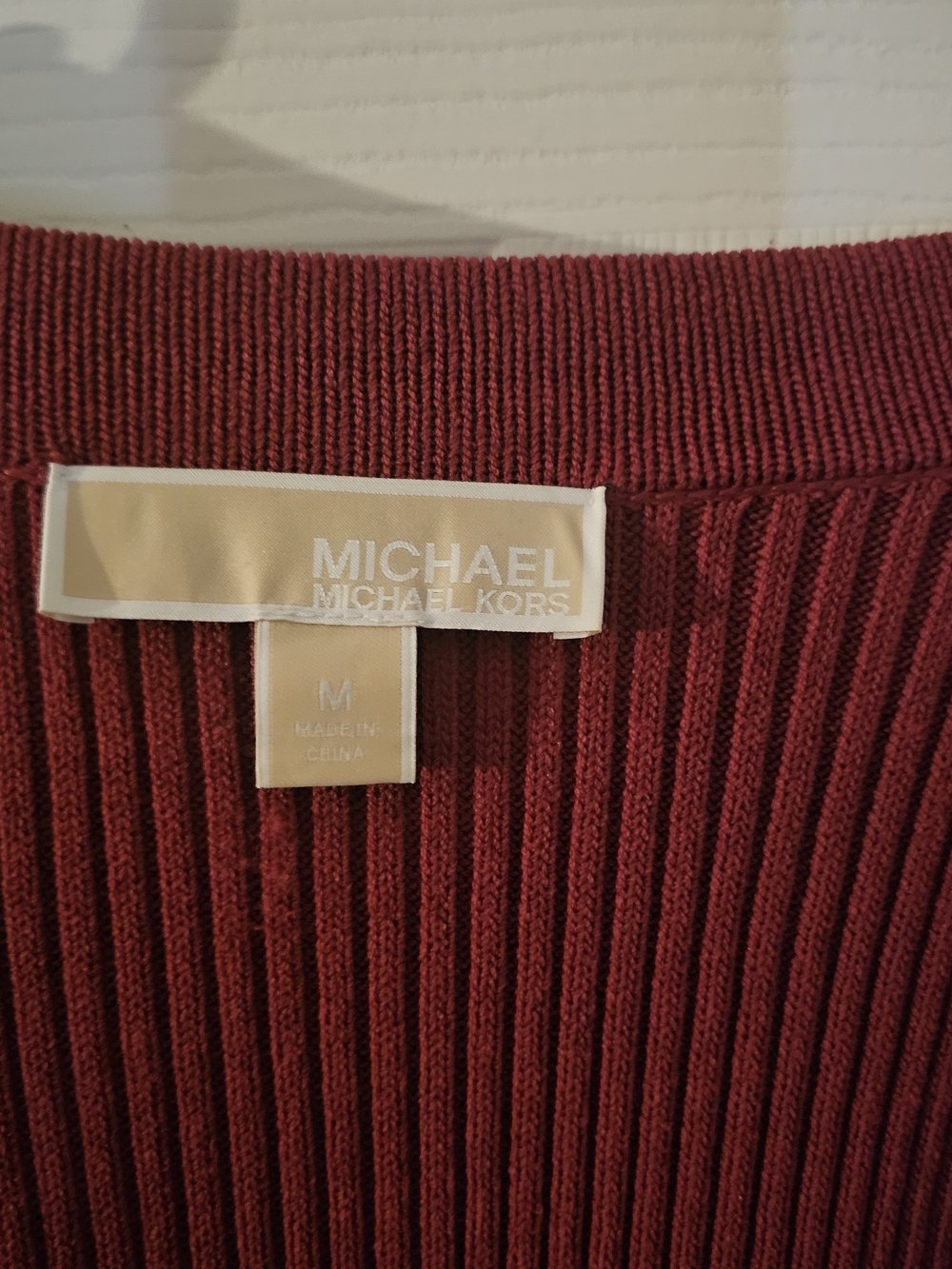 🍒 🍒 🍒 ♥️ ♥️ Michael Kors Ribbed Lace-Up Long Sleeve Dress in Burgundy - Picture 4 of 8